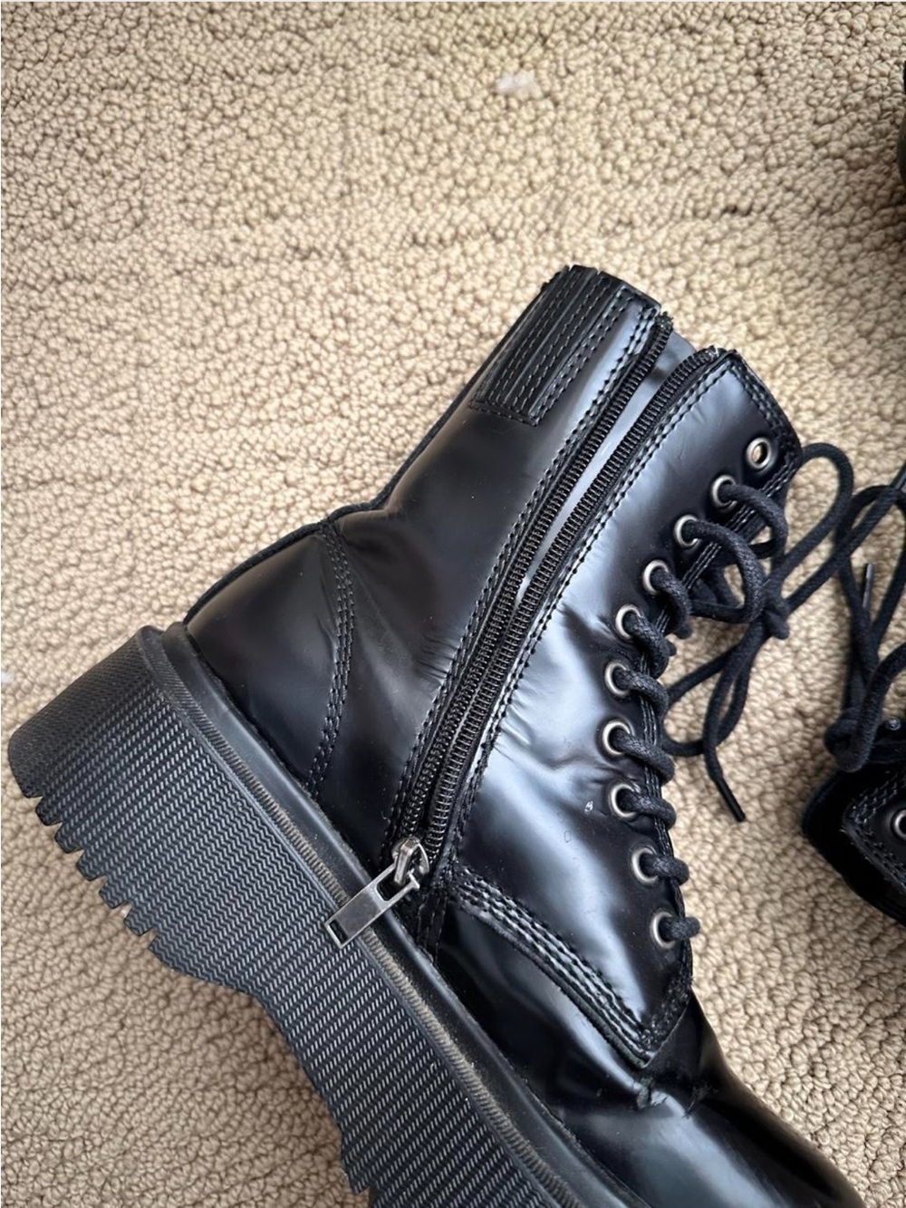 Jeffrey Campbell Black Platform Lace-Up Combat Boots - Picture 5 of 7